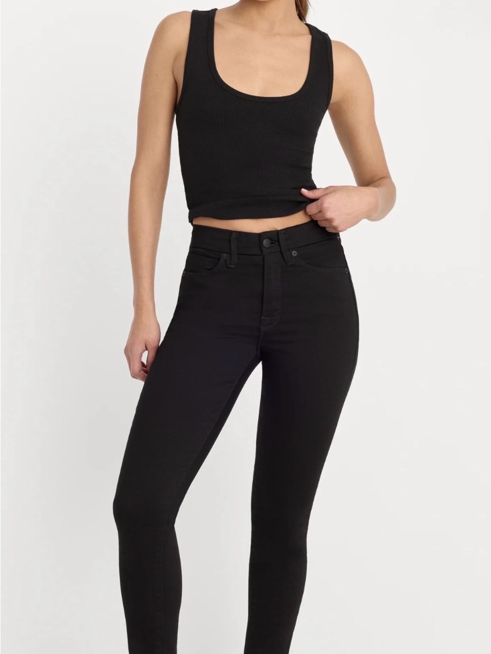 Good American Black High-Rise Skinny Jeans